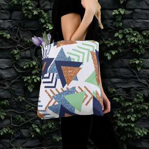 80s Colour Abstract   Navy Rose Gold Mint 90s Tote Bag