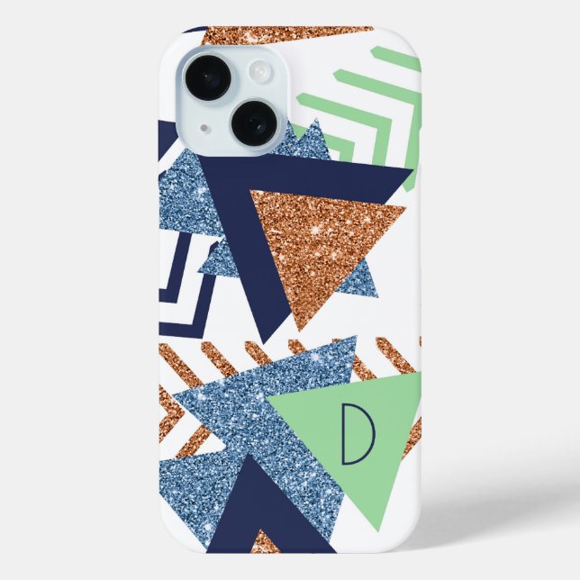80s Colour Abstract | Navy Rose Gold Mint Custom Case-Mate iPhone Case (Back)