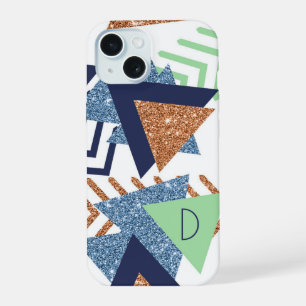 80s Colour Abstract Navy Rose Gold Mint Custom iPhone 15 Case