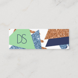 80s Colour Abstract   Navy Rose Gold Mint Custom Mini Business Card