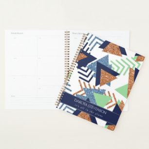 80s Colour Abstract Navy Rose Gold Mint Custom Planner