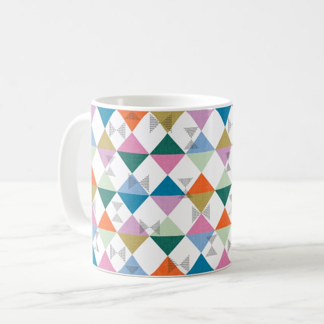 80's colourful triangles coffee mug (Front Left)