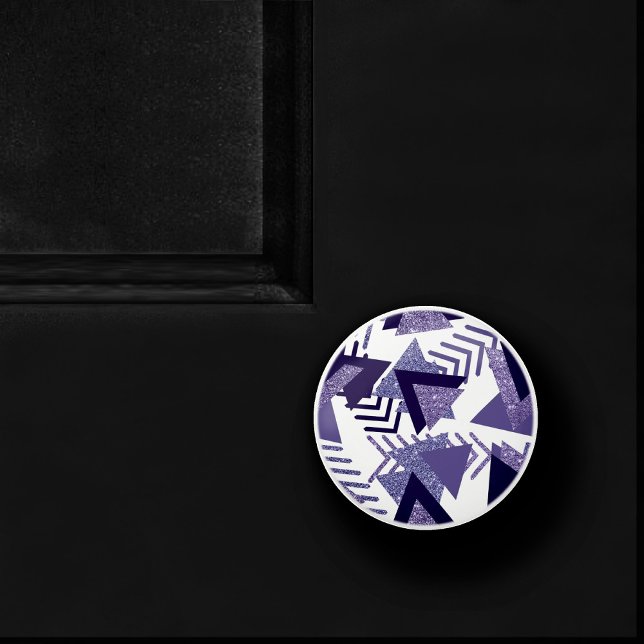 80s Cool Abstract | Purple Passion Shapes Pattern Ceramic Knob (Creator Uploaded)