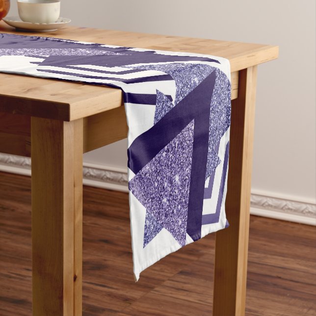 80s Cool Abstract | Purple Passion Shapes Pattern Short Table Runner (In Situ)