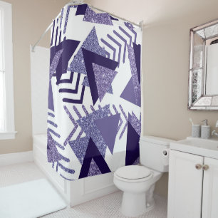 80s Cool Abstract   Purple Passion Shapes Pattern Shower Curtain