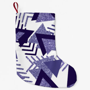 80s Cool Abstract Purple Passion Shapes Pattern Small Christmas Stocking