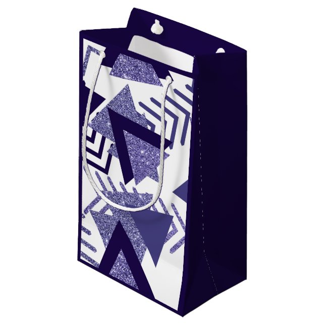 80s Cool Abstract | Purple Passion Shapes Pattern Small Gift Bag (Front Angled)
