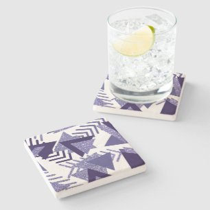 80s Cool Abstract Purple Passion Shapes Pattern Stone Coaster
