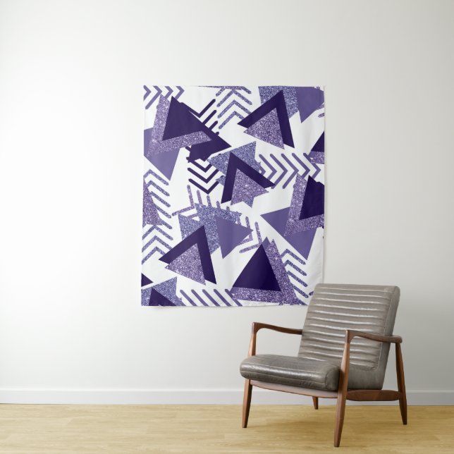 80s Cool Abstract | Purple Passion Shapes Pattern Tapestry (In Situ)