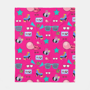 80s Costume Vibrant pink Retro culture pop Fleece Blanket