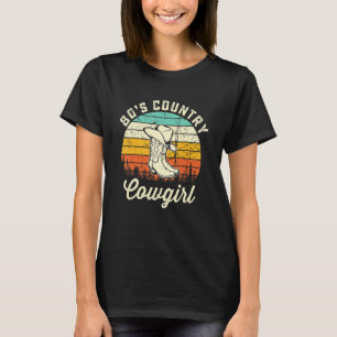 80s Country Cowgirl Western Music Vintage Sunset T-Shirt