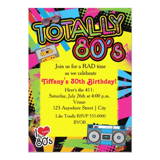 80's Eighties Birthday Party Retro Invitation | Zazzle.com.au