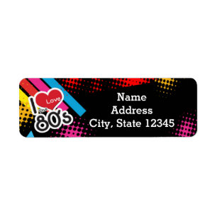 80's Eighties Party Retro Address Labels Sticker