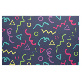 80s eighties retro party neon Memphis pattern Fabric