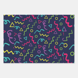 80s eighties retro party neon Memphis pattern Wrapping Paper Sheet