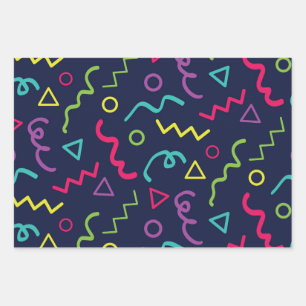80s eighties retro party neon Memphis pattern Wrapping Paper Sheet
