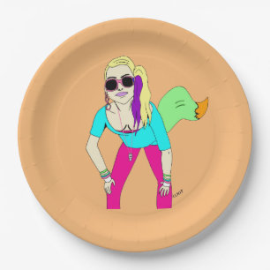 80s foxy girl paper plate