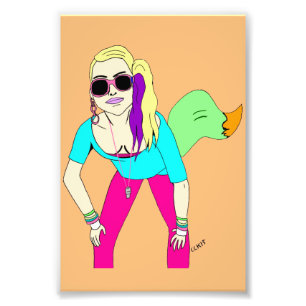 80s foxy girl photo print