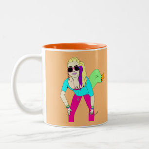80s foxy girl    Two-Tone coffee mug