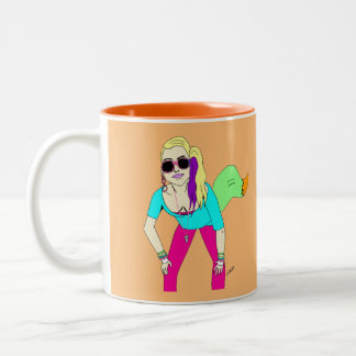 80s foxy girl Two-Tone coffee mug