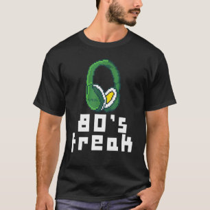 80's Freak Pixelated Headphones Retro Vintage Retr T-Shirt