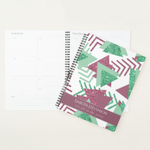80s Fresh Abstract   Pink and Green Shapes Custom Planner