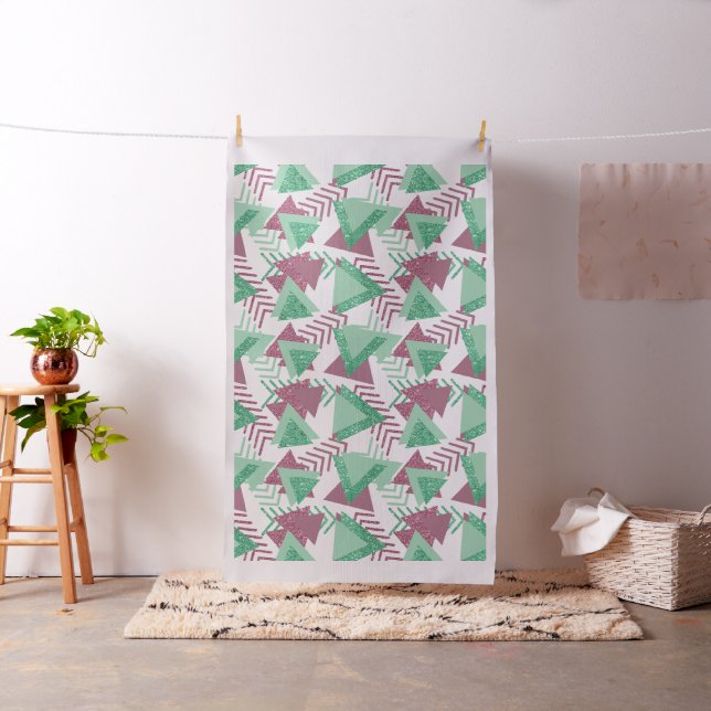80s Fresh Abstract | Pink and Green Shapes Pattern Fabric (In Situ)