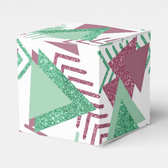 80s Fresh Abstract | Pink and Green Shapes Pattern Favour Box (Front Side)