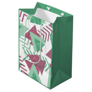 80s Fresh Abstract Pink and Green Shapes Pattern Medium Gift Bag