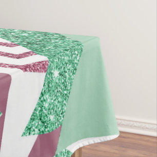 80s Fresh Abstract   Pink and Green Shapes Pattern Tablecloth