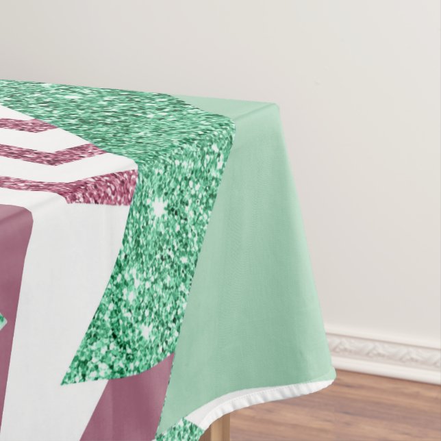 80s Fresh Abstract | Pink and Green Shapes Pattern Tablecloth (In Situ)