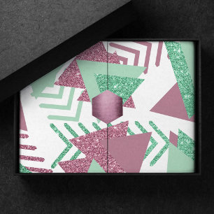 80s Fresh Abstract Pink and Green Shapes Pattern Tissue Paper