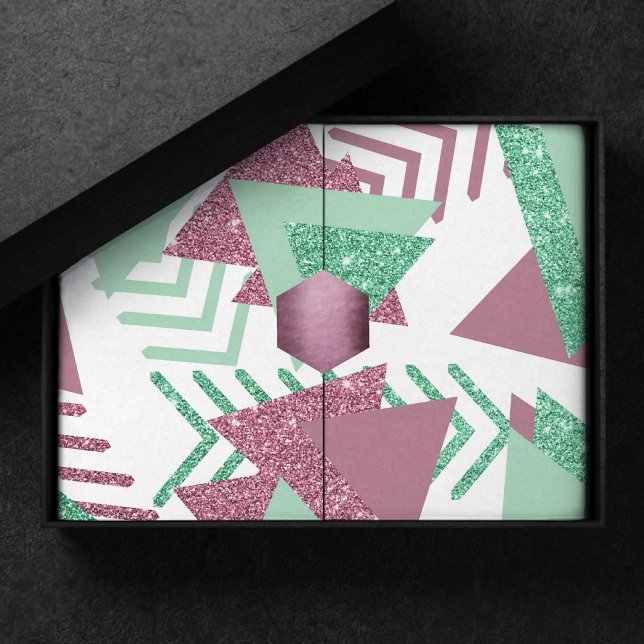 80s Fresh Abstract | Pink and Green Shapes Pattern Tissue Paper (Creator Uploaded)
