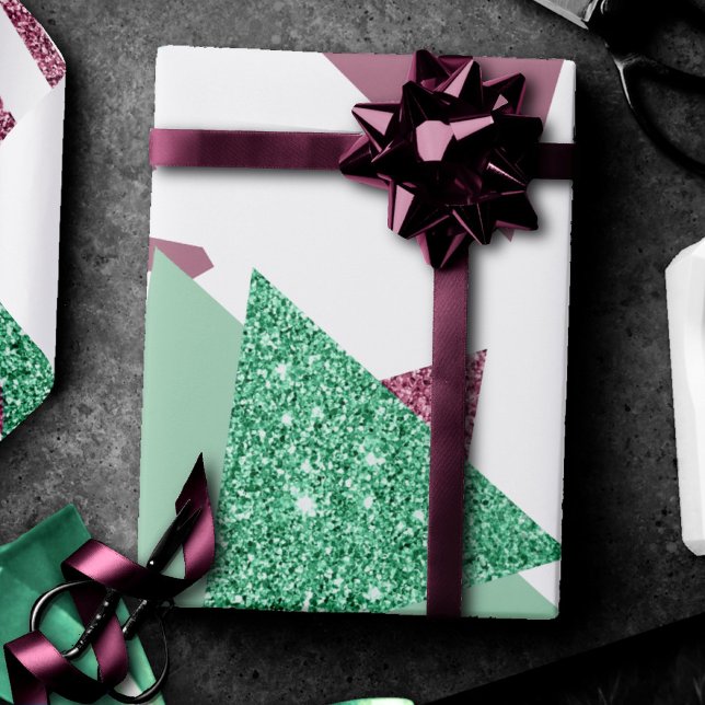 80s Fresh Abstract | Pink and Green Shapes Pattern Wrapping Paper (Creator Uploaded)