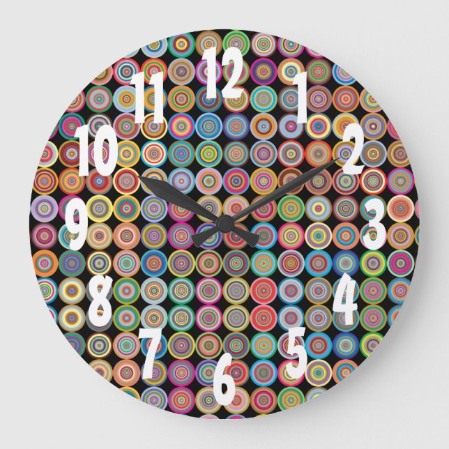 80s Funky Nostalgia Sophisticated Fancy Pattern Large Clock (Front)