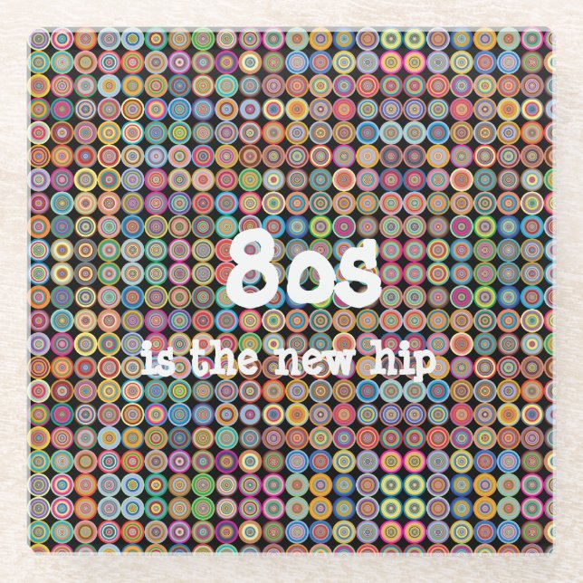 80s Funky Stylish Sophisticated Fancy Pattern Glass Coaster (Front)