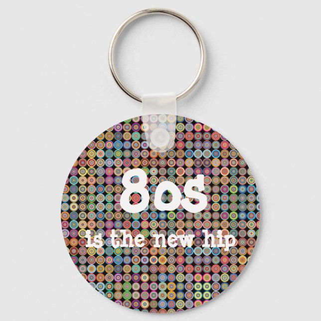 80s Funky Stylish Sophisticated Fancy Pattern Key Ring (Front)