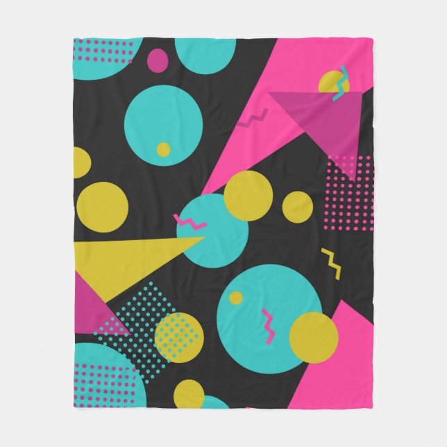 80s geometric seamless pattern with memphis elemen fleece blanket (Front)