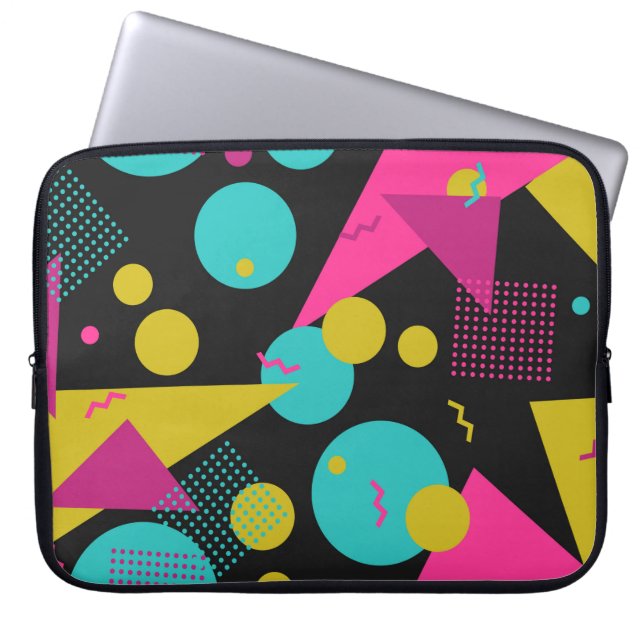 80s geometric seamless pattern with memphis elemen laptop sleeve (Front)
