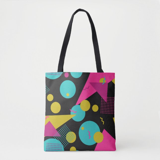 80s geometric seamless pattern with memphis elemen tote bag (Front)