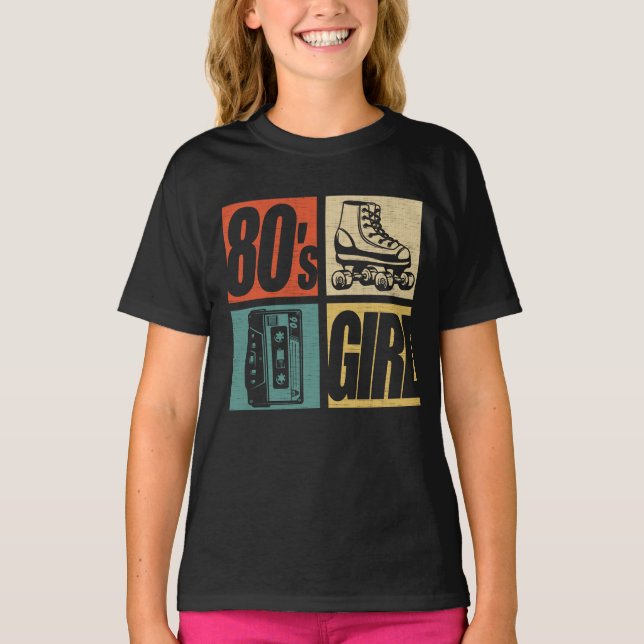 80s Girl 1980s Fashion 80 Theme Party Eighties  T-Shirt (Front)