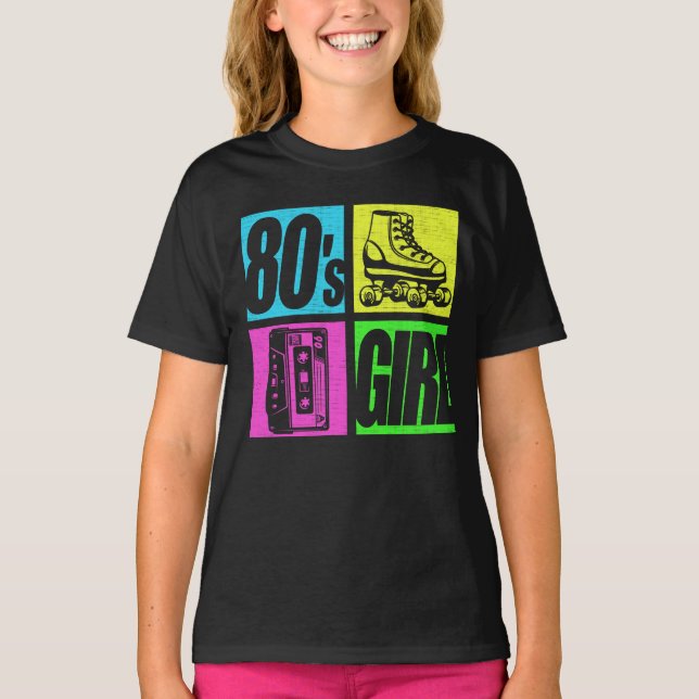 80s Girl 1980s Fashion 80 Theme Party Eighties  T-Shirt (Front)
