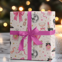 80s Glam Fashion Birthday Wrapping Paper