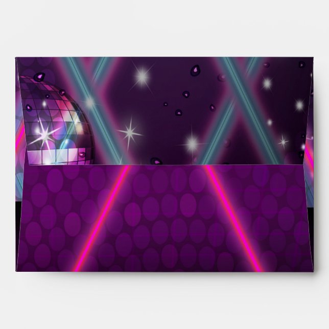 80's Glam Purple Dance Party Invitation Envelope 2 (Back (Top Flap))