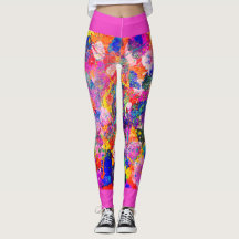 80's Glitter Rainbow Splatter Leggings