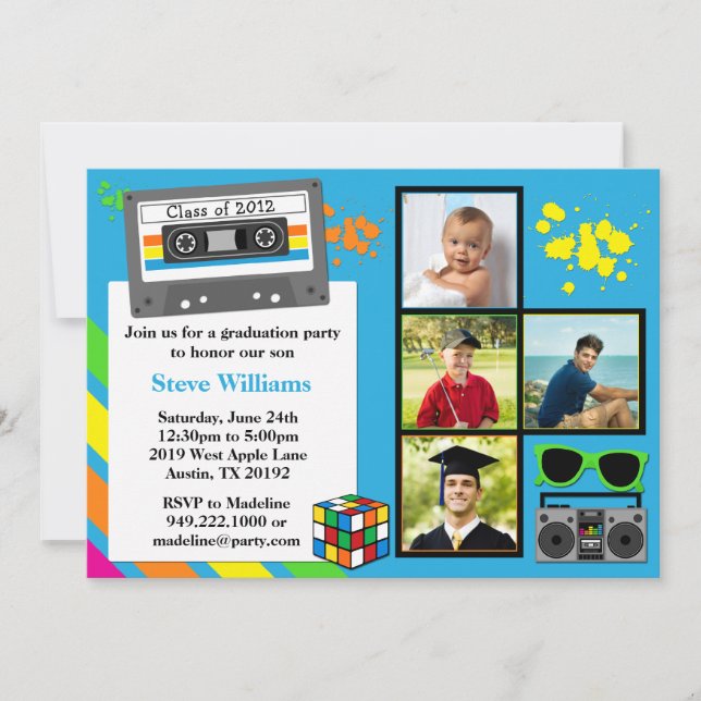 80's Graduation Party Invitation Class of 2012 (Front)