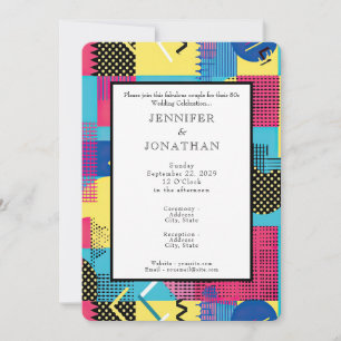 80s Graphics Retro Pattern Wedding Invitation