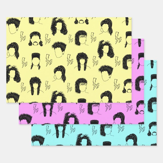 80s Hairstyles Wrapping Paper Sheet (Set)