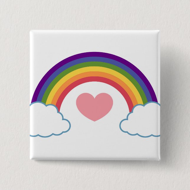 80's Heart & Rainbow - button (Front)