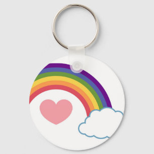 80's Heart & Rainbow - keychain